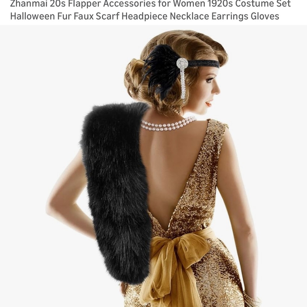 Vintage-Inspired 1920s Flapper Costume Accessory Set - Black